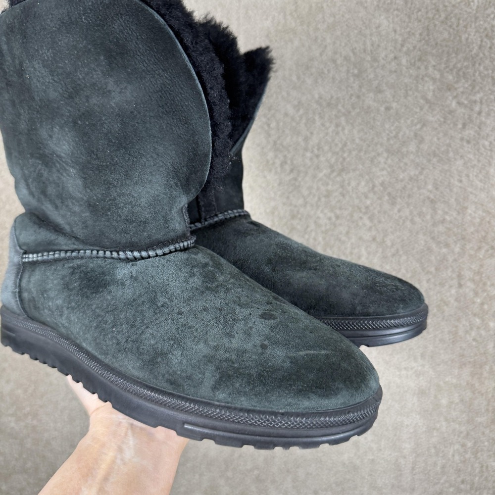 Abeo Black Boots Womens‎ Size 10 Sheepskin Suede Shearling Lined Mid Calf Winter - Picture 4 of 9